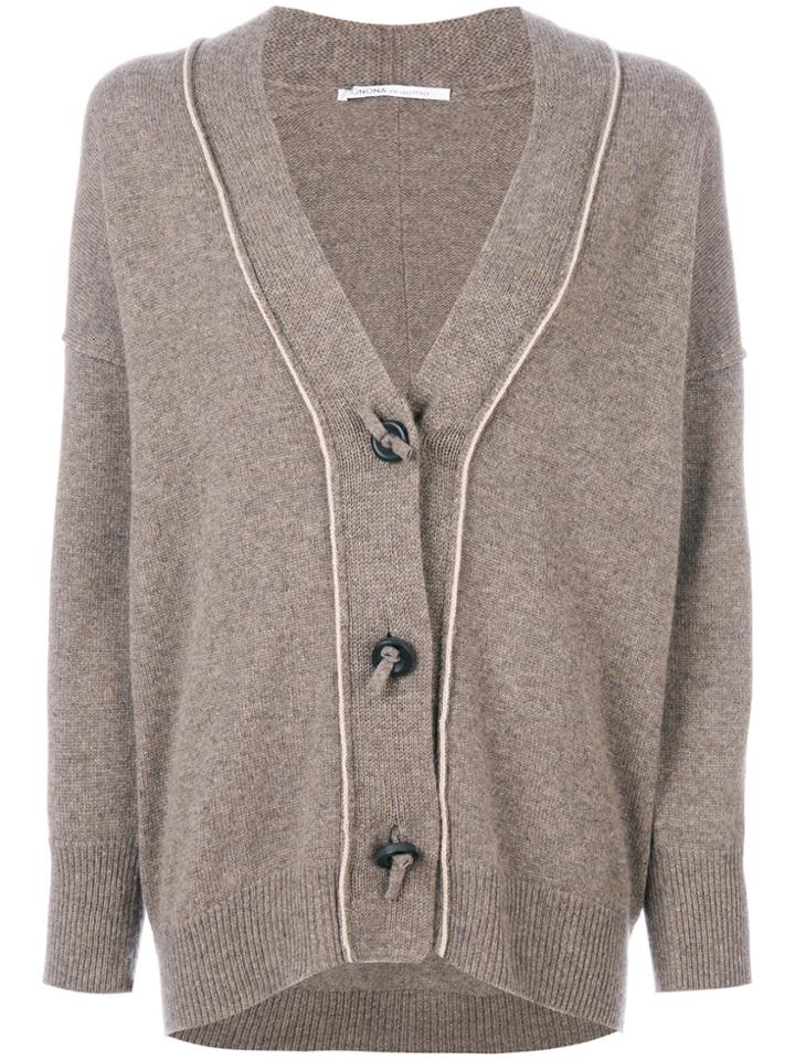 Agnona Button Detail Cardigan - Brown
