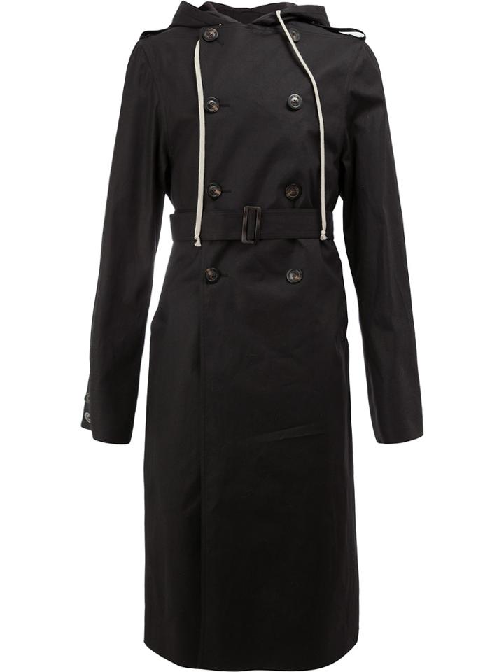 Rick Owens Hooded Double Breasted Coat - Black