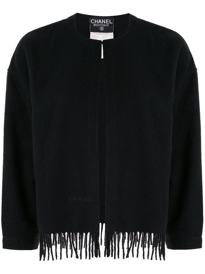 Chanel Pre-owned Cashmere Fringed Jacket - Black