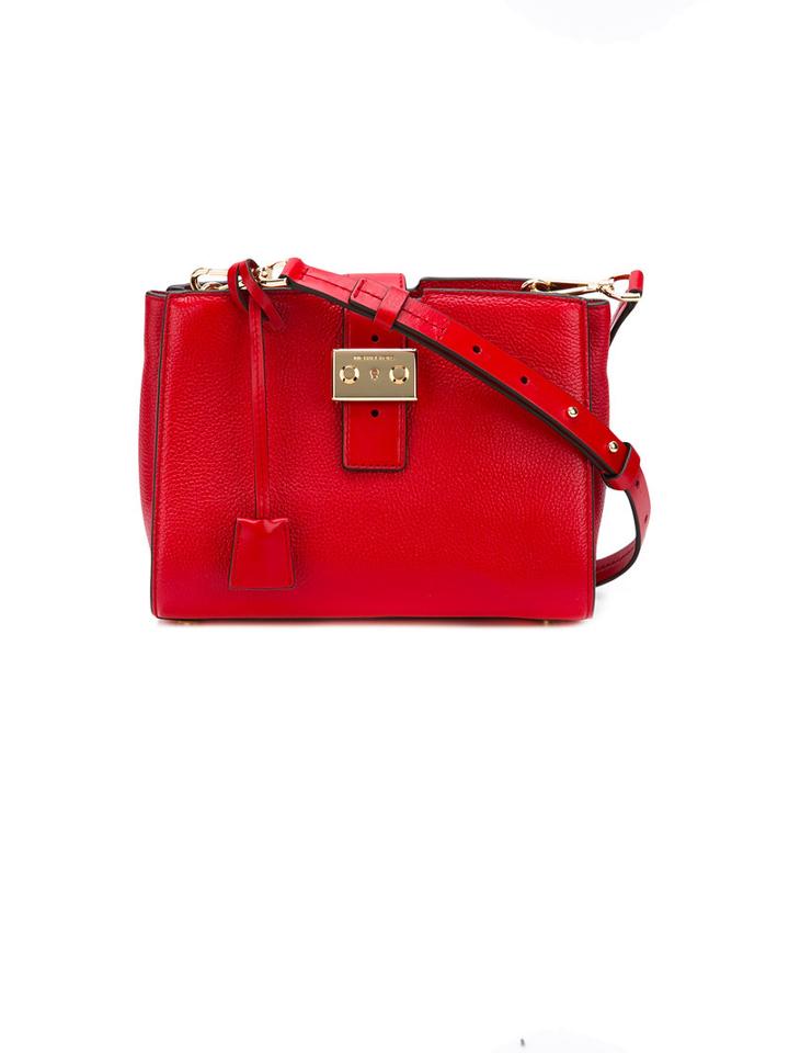 Michael Michael Kors Padlock Square Shoulder Bag, Women's, Red, Leather