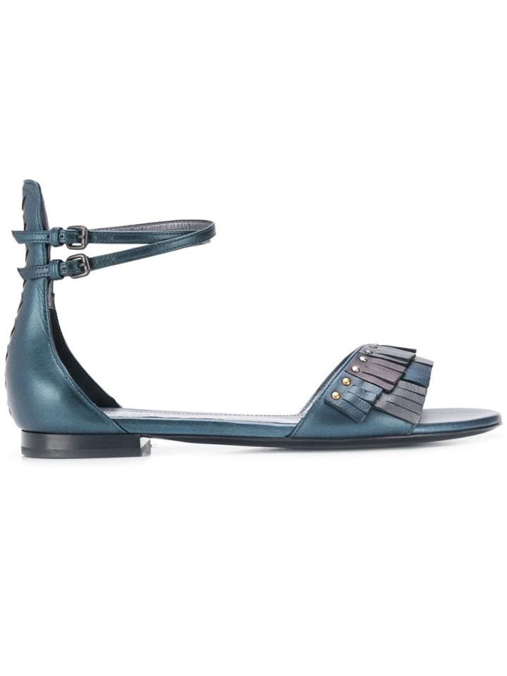 Bottega Veneta Fringed Open-toe Sandals - Blue