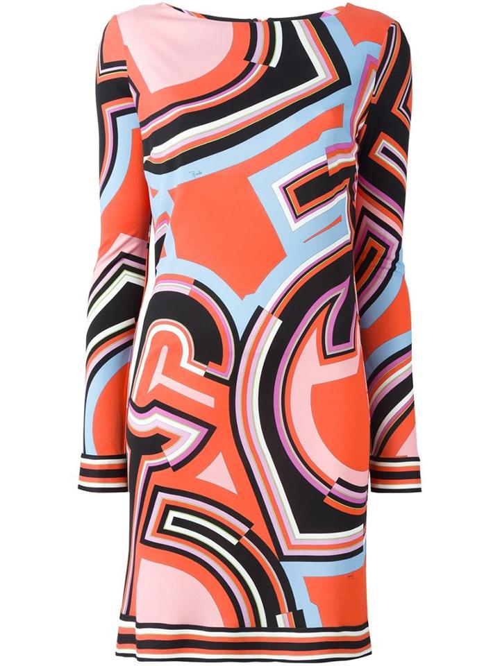 Emilio Pucci Geometric Print Dress, Women's, Size: 42, Viscose/silk