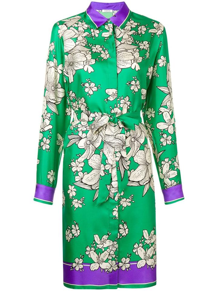 P.a.r.o.s.h. Floral Print Shirt Dress - Green