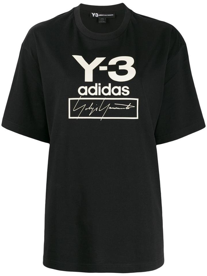 Y-3 Logo Print Oversized T-shirt - Black