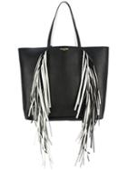 Sara Battaglia Everyday Fringed Shopper Tote, Women's, Black, Calf Leather/polyester