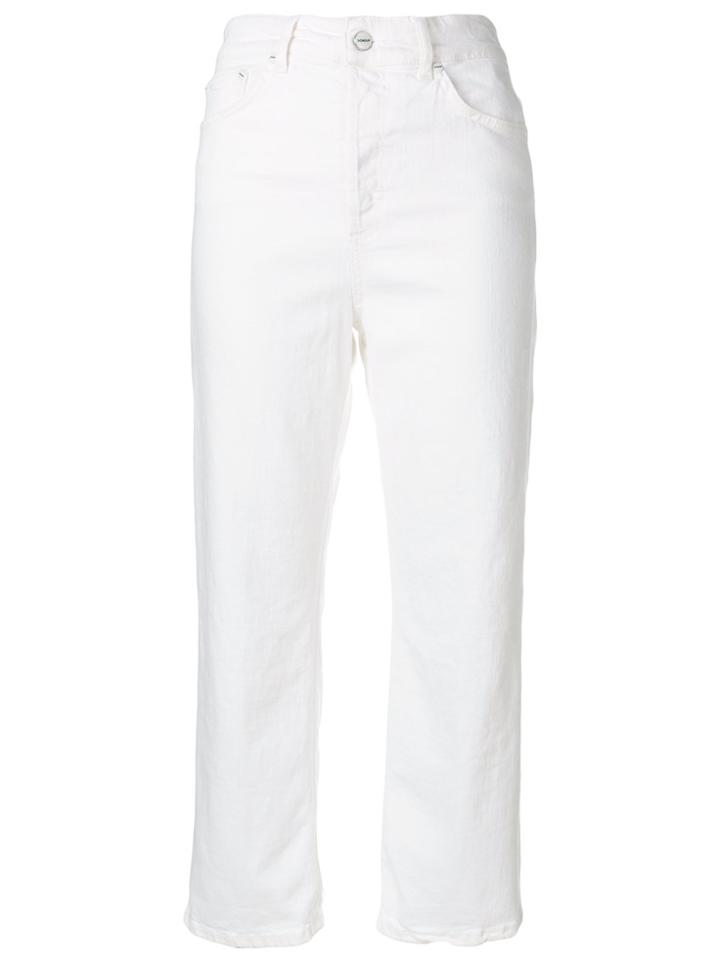 Dondup Logo Patch High Waisted Trousers - White