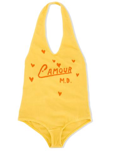 The Animals Observatory - Halterneck Printed Swimsuit - Kids - Cotton/spandex/elastane - 10 Yrs, Yellow/orange