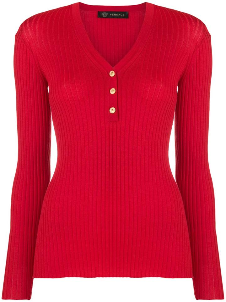 Versace Basic Plain Jumper - Red