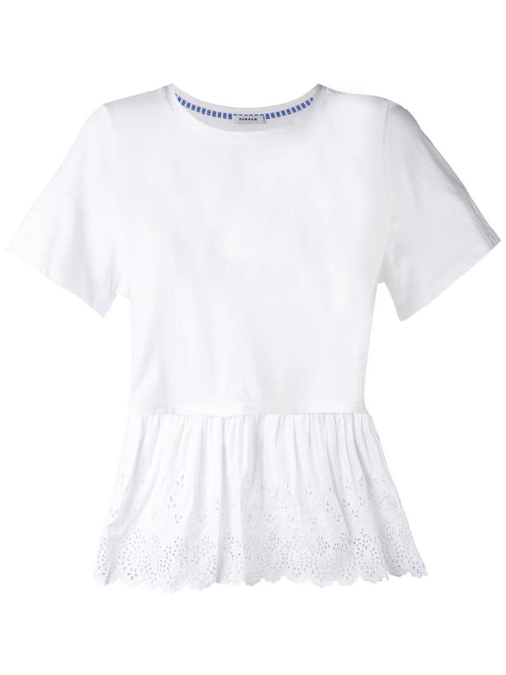 P.a.r.o.s.h. - Broderie Anglaise-trimmed T-shirt - Women - Cotton - M, White, Cotton