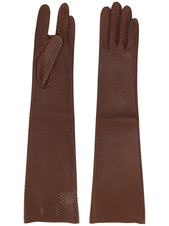 Acne Studios Perforated Leather Gloves - Brown