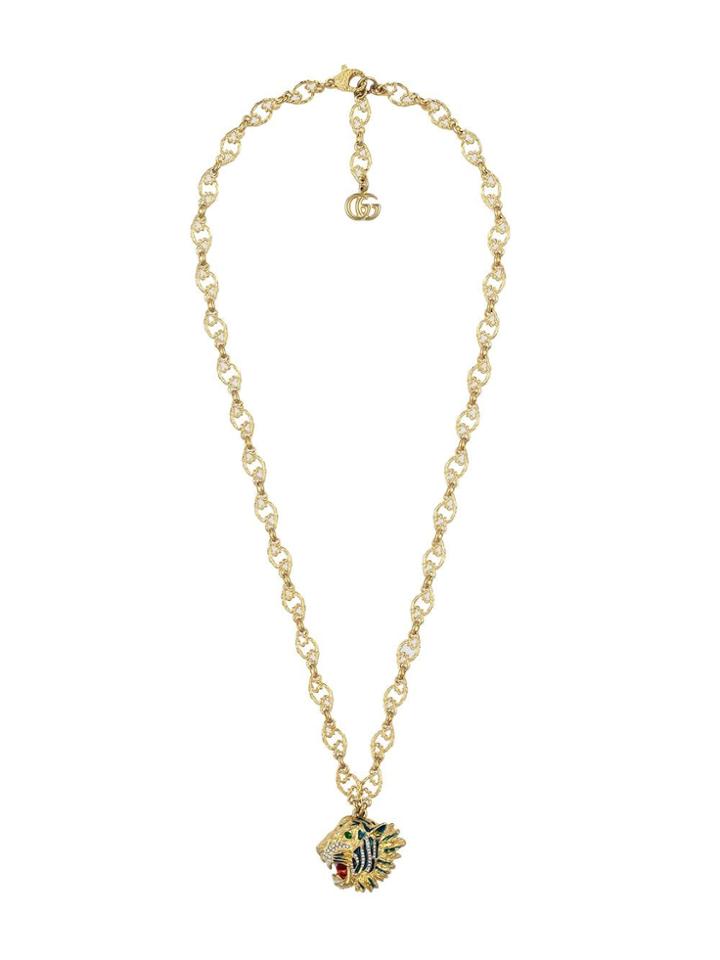 Gucci Tiger Head Necklace - Yellow & Orange