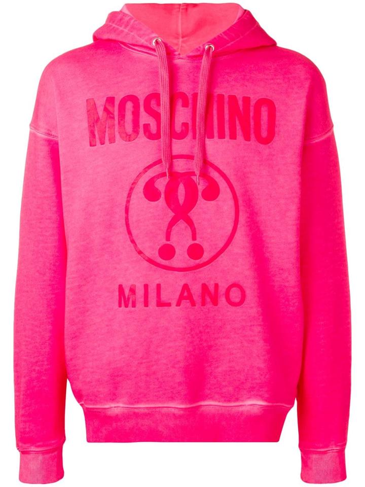 Moschino Washed Logo Hoodie - Pink