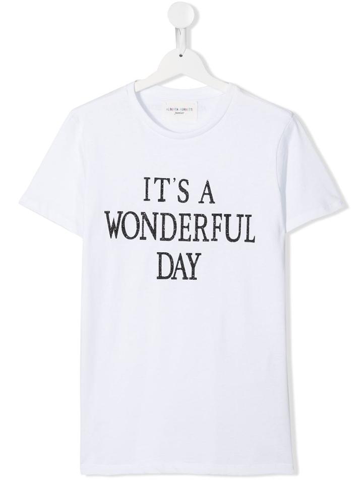 Alberta Ferretti Kids Teen It's A Wonderful Day Printed T-shirt -