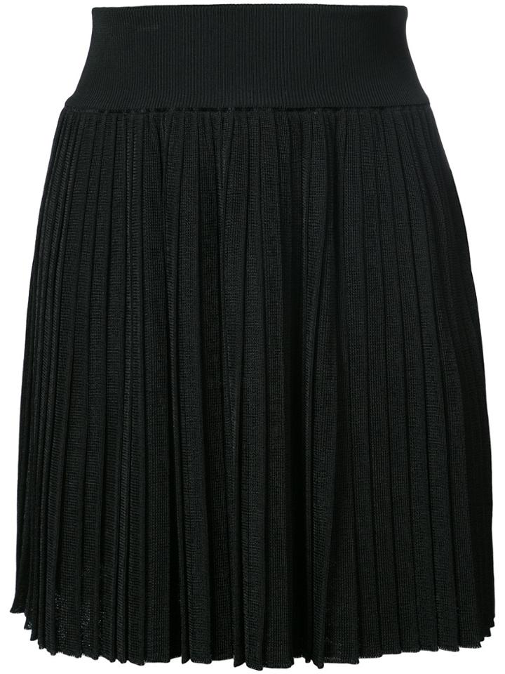 Balmain Pleated Knit Skirt - Black