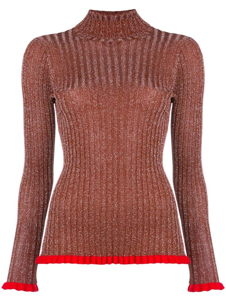 Chloé Frilled Turtleneck Jumper - Brown