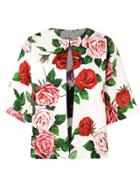 Dolce & Gabbana Rose Cropped Tailored Jacket - White