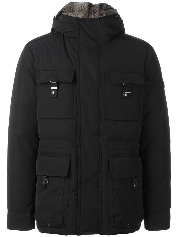 Peuterey Flap Pockets Hooded Jacket, Men's, Size: Xxxl, Black, Polyamide/polyester/feather Down/rabbit Fur