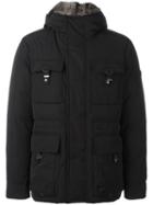 Peuterey Flap Pockets Hooded Jacket, Men's, Size: Xxxl, Black, Polyamide/polyester/feather Down/rabbit Fur