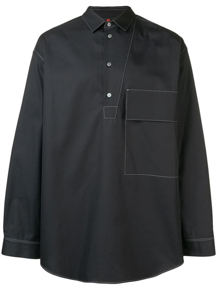 Oamc Contrast Stitch Oversized Shirt - Blue