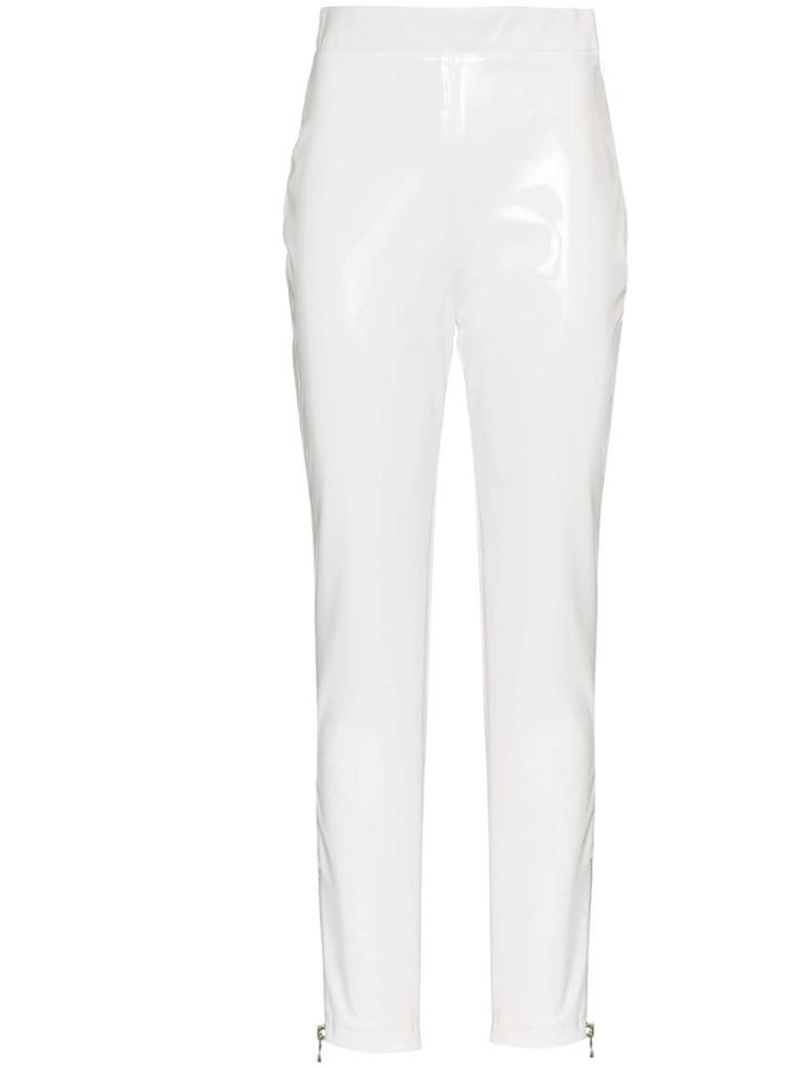 Balmain High Waisted Skinny Vinyl Trousers - White