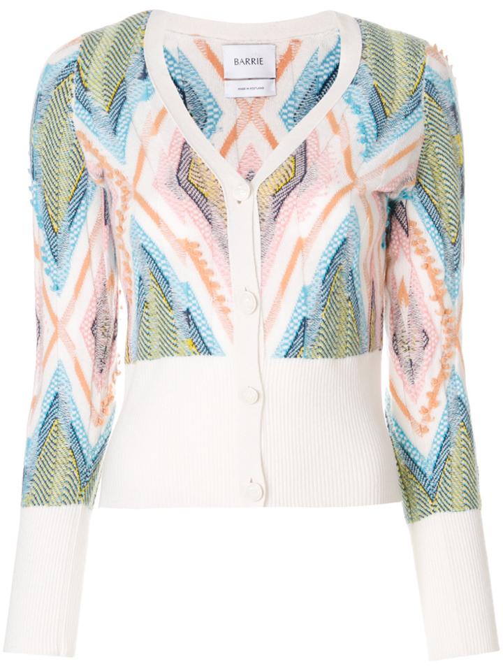 Barrie Diamond Ribbed Cardigan - White