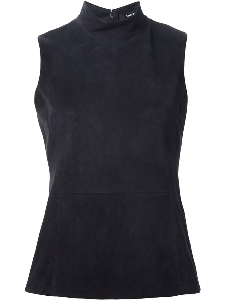 Theory Leather Top, Women's, Size: Medium, Blue, Lamb Skin