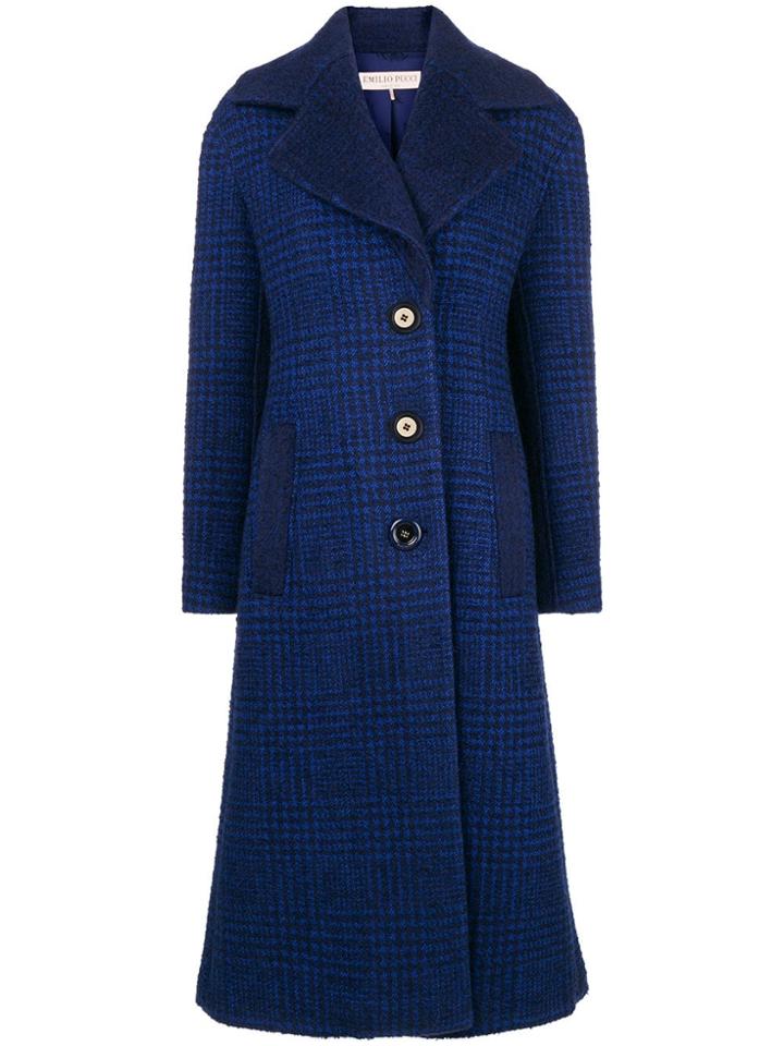Emilio Pucci Embroidered Single-breasted Coat - Blue