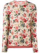 Comme Des Garçons Floral Print Sweatshirt, Women's, Size: Small, Pink/purple, Wool
