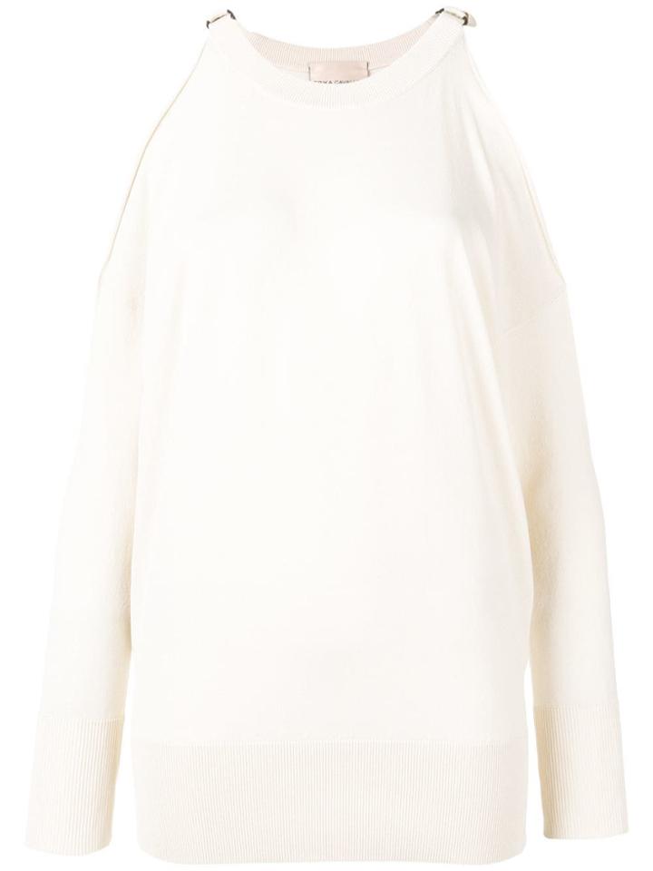 Erika Cavallini Dolores Cut-out Shoulder Sweater - Neutrals