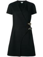 Kenzo V-neck Wrap Dress, Women's, Size: 36, Black, Cotton/spandex/elastane/polyester
