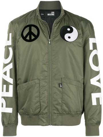 Love Moschino Peace Love Bomber Jacket - Green