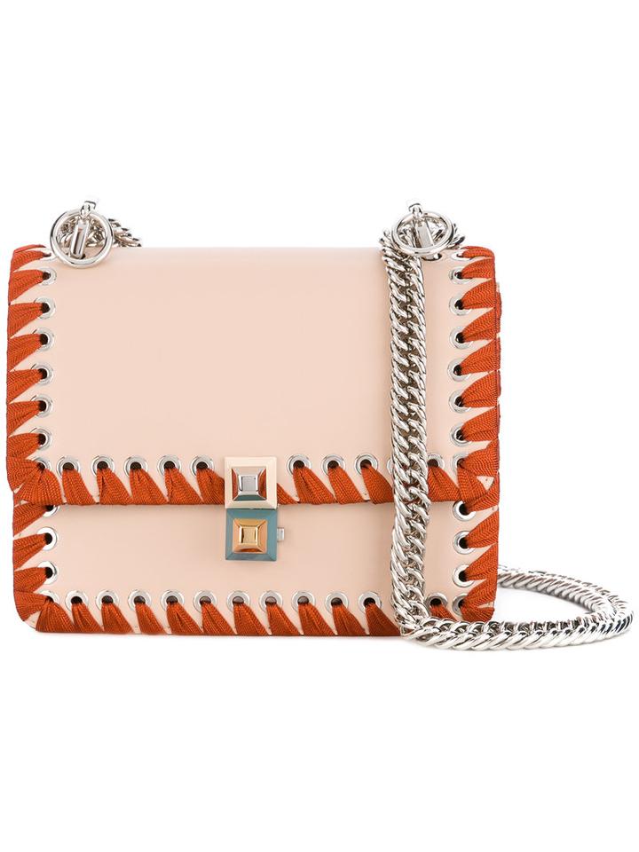 Fendi - Kan I Mini Tote - Women - Calf Leather/canvas - One Size, Women's, Pink/purple, Calf Leather/canvas