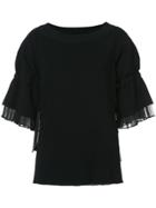 Sacai Frill Sleeved Knitted Top - Black
