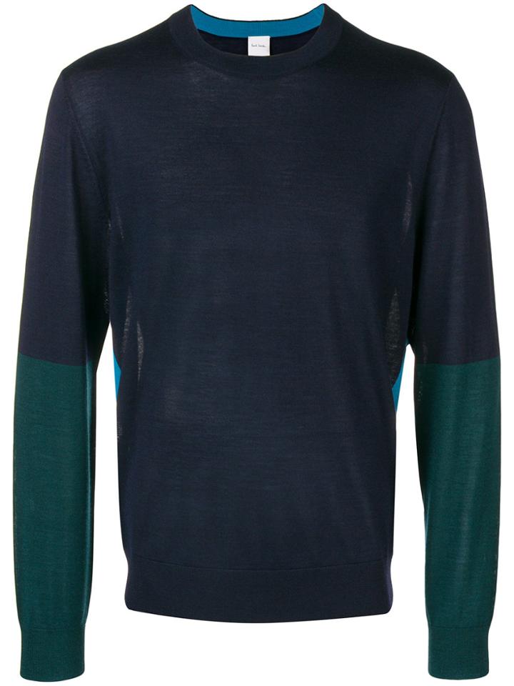 Paul Smith Black Label Color Blocked Crew Neck Jumper - Blue