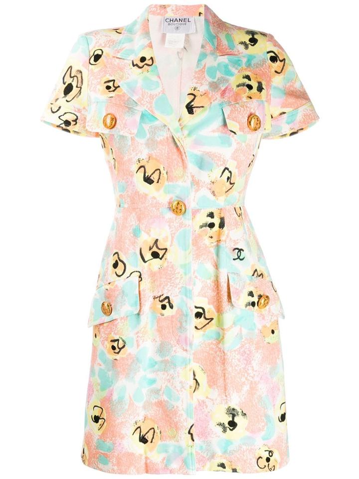 Chanel Vintage Abstract Print Mini Dress - Blue