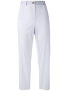Salvatore Ferragamo - Checked Trousers - Women - Silk/cotton/spandex/elastane - 44, White, Silk/cotton/spandex/elastane