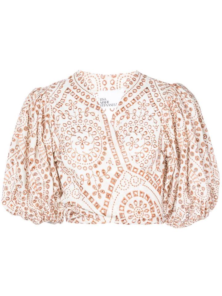 Lisa Marie Fernandez Broderie Anglaise Crop Top - White