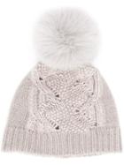 Lorena Antoniazzi Cable Knit Bobble Hat - Grey
