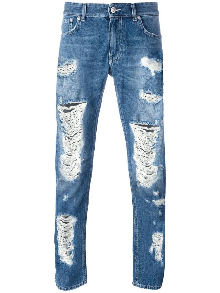Versus Distressed Jeans, Men's, Size: 32, Blue, Cotton/polyester