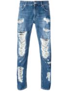 Versus Distressed Jeans, Men's, Size: 32, Blue, Cotton/polyester