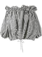 Marques'almeida Gingham Off-shoulders Blouse, Women's, Size: Small, Black, Polyester/polyimide