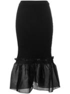 Opening Ceremony Ruffle Hem Pencil Skirt, Women's, Size: Small, Black, Viscose/polyester