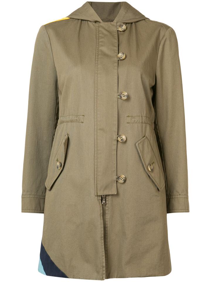 Red Valentino - Wave Detail Parka Coat - Women - Cotton - 42, Green, Cotton
