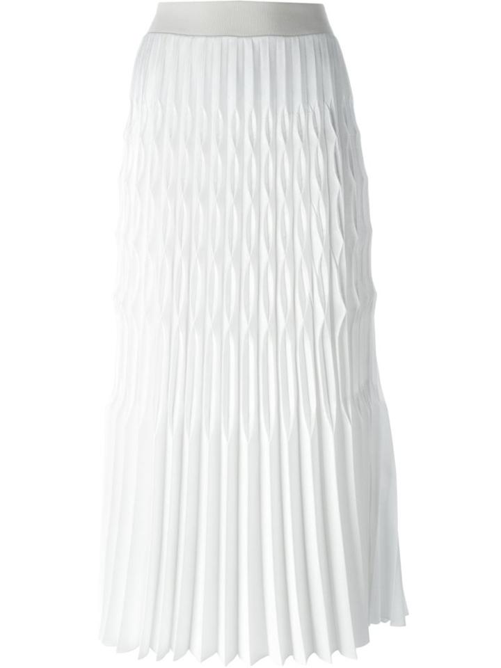 Barbara Casasola Honeycomb Pleated Midi Skirt, Women's, Size: 40, White, Polyester