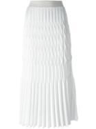 Barbara Casasola Honeycomb Pleated Midi Skirt, Women's, Size: 40, White, Polyester
