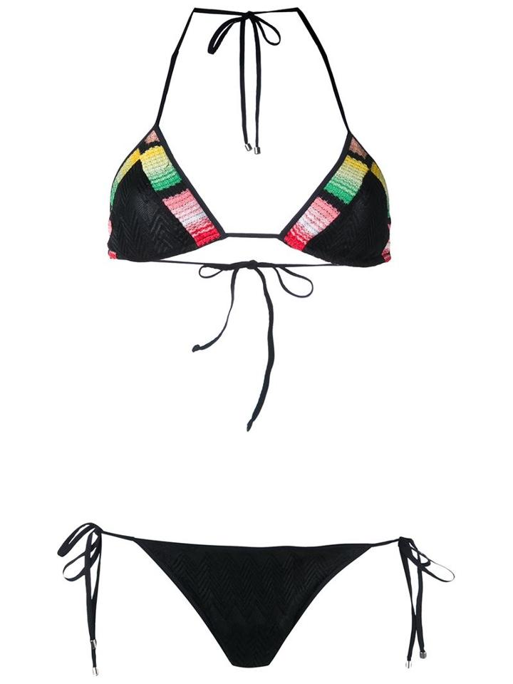 Missoni Triangle Bikini, Women's, Size: 40, Black, Rayon/nylon/spandex/elastane
