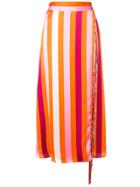 Msgm Fringed Striped Skirt - Orange