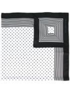 Stella Mccartney Dotted And Striped Scarf, Women's, White, Silk