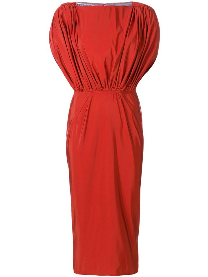 Maticevski Gathered Panel Fitted Dress - Yellow & Orange