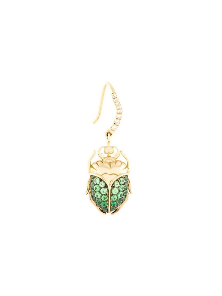 Aurelie Bidermann 18kt Gold Scarab Tsavorite And Diamond Earring -